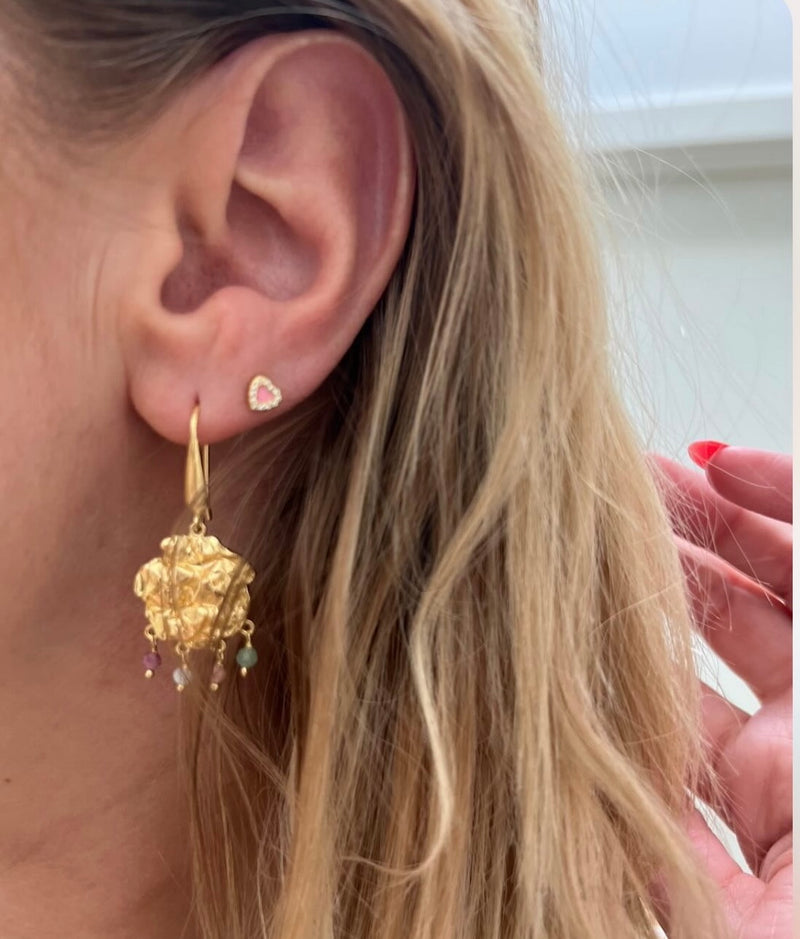 Øreringe med Natursten - Multi color og guld