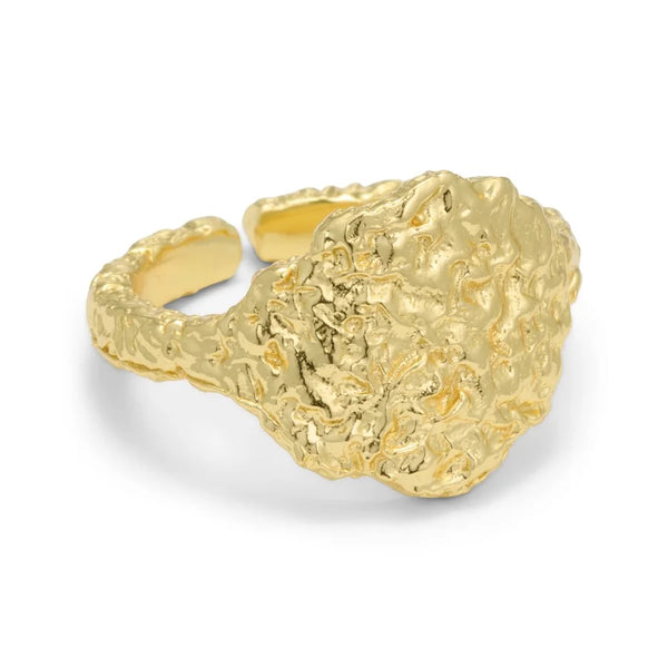 Luna - Signet Ring med Foil Top - Guld