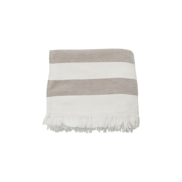 Håndklæde, Barbarum, Hvide og brune striber - 100 x 180