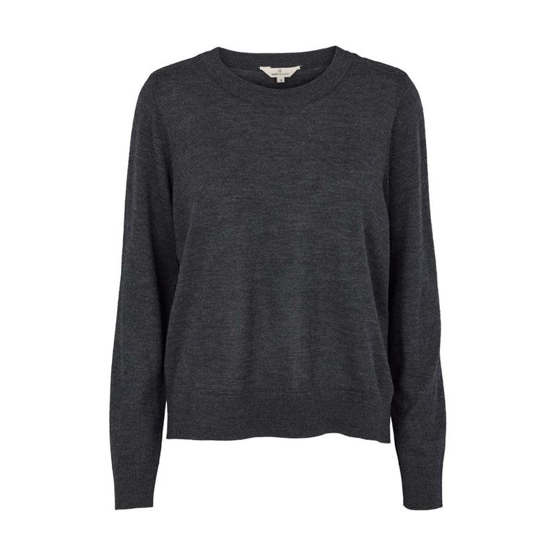 Basic Apparel Vera Sweater Dark Grey Melange, grå dame uldtrøje